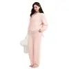 Pijama sin costuras, engrosado, para usar como prenda exterior, de medio forro polar para hombre, corte holgado, cuello redondo, estilo pullover, adecuado tanto para estar en casa como para usar al aire libre, conjunto de ropa de estar para hombre