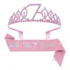 Set de Correa para el Hombro con Corona de Pedrería Personalizada Europea y Americana Decoración Fiesta de Primer Cumpleaños Aro para el Cabello de Aleación Cinturón de Etiqueta Venta al por Mayor