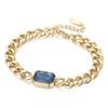 Rueda de cartas nueva cadena cubana de acero de titanio metal vintage chapado en 18K recubrimiento al vacío cristal de cuarzo pulido pulsera femenina de nicho