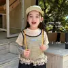 Estilo Primavera 2026 Conjunto de Jeans con Capas Falso de Dos Piezas Estilo Coreano Atuendo de Jardín de Infancia Dulce y Elegante