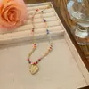 Collar de amor con cuentas de colores hecho a mano para el verano 2024, cadena para la clavícula de diseño simple, temperamento, moda, dulce, fresco
