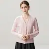 Cardigan de Punto de Cachemira Nuevo Otoño e Invierno Moda Color Sólido Simple Agradable al Tacto Holgado Adelgazante de un Solo Botón para el Viaje Diario de Mujer