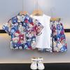 7181 Conjunto de Camiseta de Oso para Niños Manga Corta Atuendo de Verano 2026 Nuevo Conjunto de Tres Piezas de Camiseta de Dibujos Animados de Verano para Niños Verano