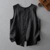 Chal Reversible de Algodón y Lino Estilo Retro Artístico Nuevo 2025 para Mujer, Top sin Mangas de Moda Versátil Casual Holgado