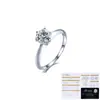Anillo de Plata de Ley S925 Tonglin Anillo Clásico de Seis Garras con Moissanita Estilo Coreano Moderno Anillo de Diamante para Propuesta y Compromiso de Mujer