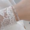 Pulsera de plata de ley S925 importada de industria pesada con costuras de corazón para mujer, pulsera simple minimalista de estilo frío con forma de corazón, venta al por mayor transfronteriza