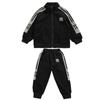 Conjunto deportivo de dos piezas para niños, estilo coreano y occidental, con forro polar, para otoño e invierno, top tipo cárdigan con letras y pantalones
