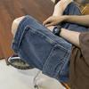 Ferramentaria Shorts Denim Homens Verão Fino Grande Tamanho Calças Wide-leg Moda Marca Lavada, Estilo Americano Calças Casual Retrô