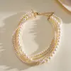 Pendientes de Perlas Irregulares Multicapa Transfronterizos Europeos y Americanos, Collares, Pulseras, Cadenas para Clavícula de Artesanía Exquisita, Accesorios de Cuello de Lujo Ligero de Nicho