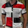 Camisa Polo Masculina de Manga Curta com Estampa Digital Camisa Polo com Padrão Geométrico