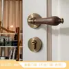 Nuevo cerradura de puerta de dormitorio estilo chino, habitación interior, manija de puerta de madera retro, madera de nogal, magnética, silenciosa, cerradura de puerta de madera maciza