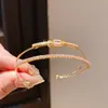 Pulsera Abierta de Doble Capa Geométrica Ovalada Cuadrada con Circonita Retro Francesa Joyería de Nicho de Moda de Lujo Ligero