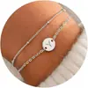 Pulsera de Acero Inoxidable de Doble Capa con Letras Inglesas Moda Versátil Pulsera de Cuentas en Capas de 26 Letras Joyería para Mujeres