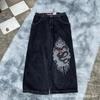 Tendencia de Celebridad de Internet Harajuku Hip-Hop Cráneo Retro Streetwear Jeans Jnco Y2K Jeans para Hombre Venta al por Mayor