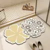 Capacho Criativo com Padrão de Flor Alienígena, Tapete de Banheiro de Lama Diatomácea com Absorção de Água, Tapete de Pé Antiderrapante para Porta de Banheiro e Vaso Sanitário