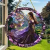 Letrero Colgante de Disco Plano Acrílico Creativo Transfronterizo con Imagen de Princesa Fantasía Cuento de Hadas Belleza, Decoración de Ventana Atrapasoles, Letrero de Porche