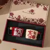 Taza de Pareja con Flores Regalo de Boda Taza de Cerámica de Tulipán con Tapa y Cuchara Regalo para Oficina Hogar Taza de Agua