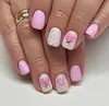 Peças de Nail Art Transfronteiriças Coleção Europeia e Americana Dia dos Namorados Coração Poá Estilo Francês Coelho Gato Estilo Curto Unhas Usáveis