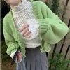 2023 Novo Cardigan Curto Solto Emagrecedor de Botão Único Top Suéter de Tricô Fashionável de Manga Longa para Mulheres