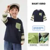 Camiseta de Manga Larga Rayada para Niños con Diseño Falso de Dos Piezas, Nuevo Estilo Ropa Infantil Otoño 2026, Camiseta Básica para Primavera y Otoño