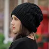 Touca de Tricô Nova Transfronteiriça Quente de Inverno Slouchy com Circunferência de Cabeça Grande Afina o Rosto Protege as Orelhas Lã Quente para Mulheres Tendência