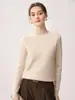 Suéter de Cachemir 100% Puro para Mujer Cuello Redondo Bajo Manga Larga de Canalé Estilo Sencillo Suéter Capa Base Tejido Prendas de Vestir Interiores