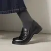 Zapatos de Piel de Vacuno de Primera Capa de Calidad, Estilo Clásico Nuevo Otoño 2026, con Tacón Grueso, Estilo Británico, Mocasines Ligeros de Suela Gruesa de 3 cm