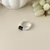 Anillo de Lujo Nuevo de Nicho Estilo Coreano, Anillo Ancho Vintage de Piedra Natural, Anillo Abierto Ajustable Versátil Personalizado para el Dedo Índice