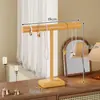 Organizador y expositor de joyería de madera maciza, estante de escritorio para guardar pulseras y collares, estante para accesorios de joyería