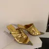 Sandalias Elegantes de Punta Fina sin Cierre para Verano 2026 con Tacón Delgado y Diseño Plisado, Sandalias de Tacón Alto Abiertas de Moda para Mujer