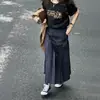 Falda midi de mujer de estilo japonés con rayas verticales y diseño de cintura alta, falda midi de línea A vintage a la moda estilo Yamamoto