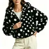 Amazon Transfronterizo Europeo y Americano 2026 Otoño/Invierno Chaqueta de Felpa con Cuello de Lunares Top Cálido Corto Holgado con Cremallera