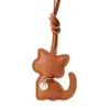 Chaveiro Criativo de Gato de Pelúcia em Couro Acessório para Bolsa de Casal Pingente de Gato da Moda Ornamento de Gato da Sorte
