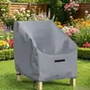 Funda para silla de patio de jardín exterior, gris, hecha de tela Oxford 210D, impermeable, a prueba de polvo y a prueba de viento