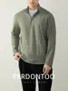 Sudadera Pulóver de Terciopelo Térmico con Forro Polar y Media Cremallera Estructurada Estilo Italiano Cuello Alto Manga Larga Casual para Hombre Otoño e Invierno