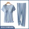Ropa de confinamiento, pantalones de lactancia de manga corta, traje de pijama de maternidad, ropa de lactancia posparto de primavera y otoño, ropa de casa de verano fina