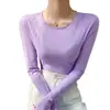 Camiseta blanca de manga larga para mujer, nuevo top fino ajustado 2026, adecuado para una figura esbelta