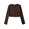 Cárdigan corto estilo europeo y americano con protección solar, top exterior de manga larga, cropped ajustado de un solo botón para el verano, camisa de aire acondicionado