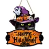 Placa de Madeira de Gato Engraçado para Halloween Transfronteiriça Estilo Americano Abóbora Gato Preto Decoração Atmosfera Festiva Artesanato