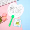 Abanico de papel en blanco para hacer tú mismo, con dibujos de colores, para pintar, con patrón, de cartón blanco, al por mayor