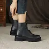 Botas Martin Casuales Retro Desgastadas Puntera Redonda Suela Gruesa Con Cordones Cierre Lateral Cremallera Estilo Británico Botas de Trabajo 2025 Otoño Piel de Vaca