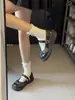 Zapatos de Verano/Otoño 2026 Nuevos Lolita Cuadros Encaje Suela Gruesa Mary Jane para Mujer Zapatos de Salón Bajos Punta Redonda Moda Zapatos de Salón