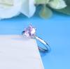 Anel clássico de seis garras de 1 quilate para transmissão ao vivo, com diamante rosa sintético e zircônia cúbica sintética para mulheres