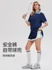 Traje Deportivo Caijue para Tenis para Mujer, Falda Plisada con Cuello Polo Rayado con Pantalones Cortos de Seguridad Antiexposición para Bádminton y Golf