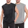 Camiseta sin mangas para hombre de algodón puro lavado vintage, peso pesado, estilo americano moderno, con hombros caídos, color liso, sin mangas, marca moderna, retro