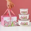 Juego de tres recipientes de cerámica para alimentos con tapa, juego de regalo de recipientes sellados, lonchera, pequeño regalo práctico para reunión anual