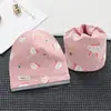 Nuevo conjunto de dos piezas de bufanda gorro de felpa de una sola capa para niños, gorro de algodón con estampado, sombrero cortavientos con protección para los oídos para primavera y otoño