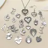 Aleatorio 20/50/100 Mixto Plata Antigua Día de San Valentín Corazón Pareja Colgantes DIY Pendientes Pulsera Joyería Accesorios
