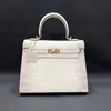 Venta al por mayor de fábrica Bolso Blanco Kelly del Himalaya para Mujer Bolso de Cuero de Cocodrilo para Mujer Bolso de Mano para Mujer Bolso de Hombro de Gama Alta