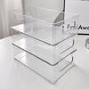 Cesta de almacenamiento transparente para papelería de libros, caja de almacenamiento de escritorio, caja organizadora acrílica para cosméticos y mascarillas, caja de plástico